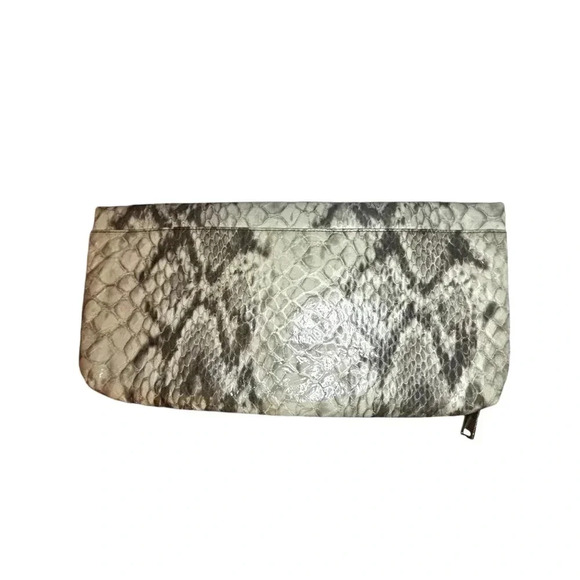 Lodis Clutch Snakeskin Double Compartment Magnet/Zip Snakeskin Clutch NWOT - Picture 2 of 13
